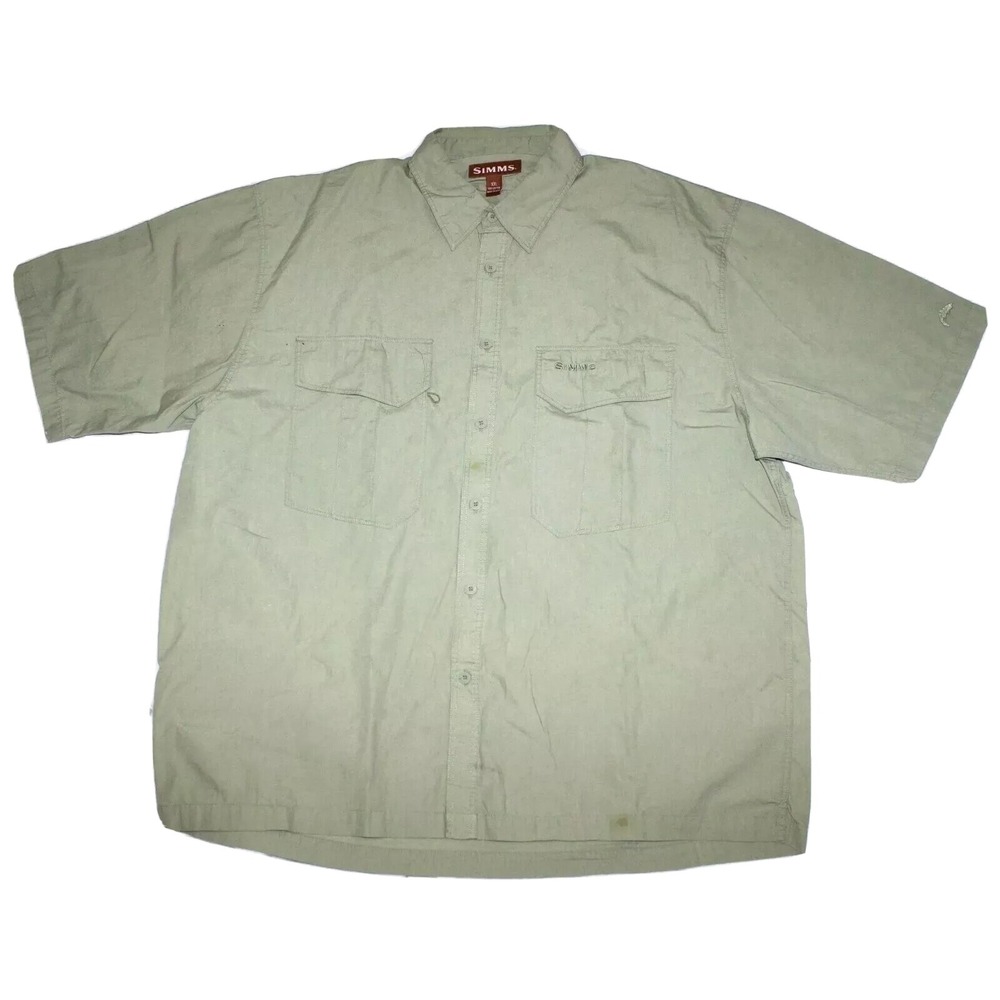SIMMS Men's Short Sleeve Button Front Outdoors Hiking Fishing Shirt Size 2XL